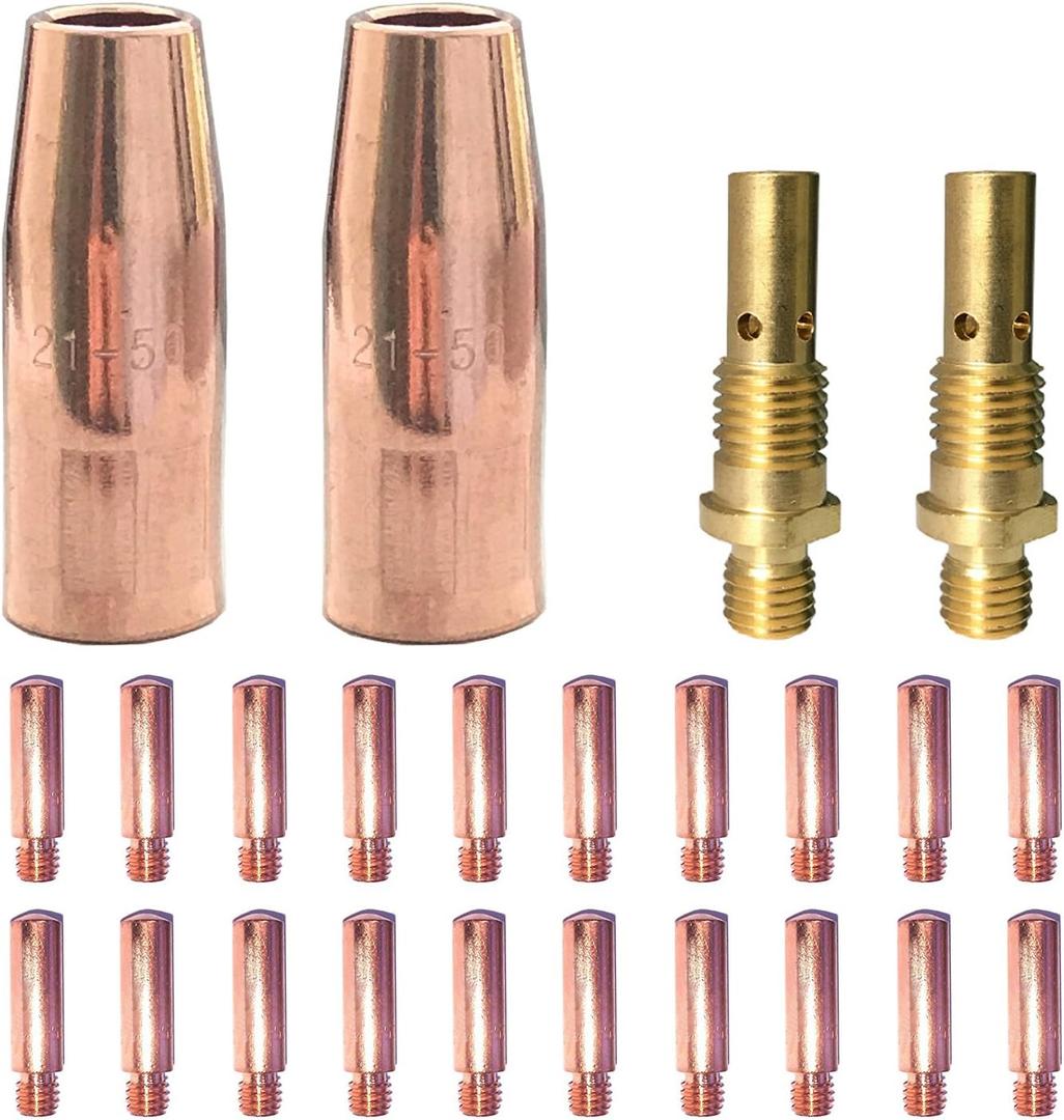 Mig Welding gun accessory 0.030" kit for Lincoln Magnum 100L Tweco Mini/#1 Mig gun: 20pcs Contact Tips 11-30 0.030" + 2pcs gas nozzles 21-50 1/2" + 2pcs 35-50 welding diffuse