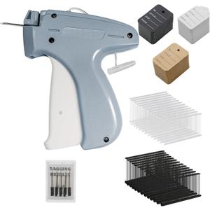 Tagging Gun for Clothing, Tag Attacher Gun with 5 Steel Needles, 2000 pcs 2" Black and White Barbs Fasteners & 300 Clothing Labels, Yard Sale Retail Store Tagging Gun Set (Not Mini Stitch)