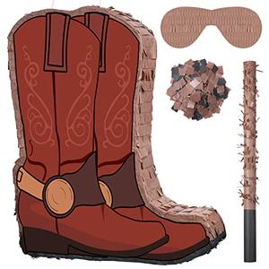 Lewtemi 15.7 '' Cowboy Hat Piñata Western Birthday Party Decors, Brown Boot