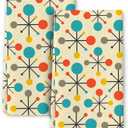 Mid Century Fifties Modern Atomic Retro Colors Kitchen Dish Towel Set of 2 Soft Absorbent Decorative Hand Towels Yellow Tea Towels Farmhouse Bathroom Holiday Home Decor 16"x24"