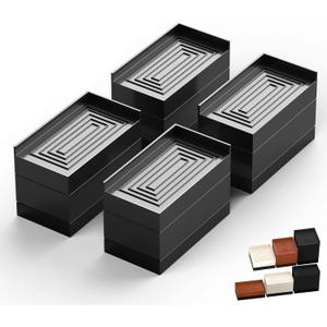 Furniture Risers, Tclouda Bed/Sofa/Desk/Table/Chair Leg/Fridge Lifts to 1.5, 3 and 4 in, Rectangle Adjustable Risers Blocks for Extenders, Heavy Duty Supports Up to 1300 Lbs, 3 in-Black-Rectangle