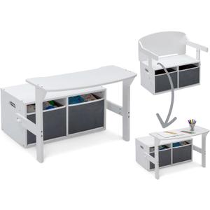 Delta Children MySize Kids Convertible Activity Bench - Greenguard Gold Certified, Bianca White