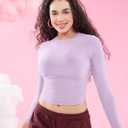 YEOREO Ease Long Sleeve Shirts for Women y2k Tops Double Lined Basic Tee Crew Neck Going Out Sweeney Workout Undershirt S