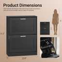 Haotian Shoe Cabinet Storage for Entryway, Narrow Shoe Cabinet with Two Flip Drawers to Save Space, Shoe Rack Cabinet for Front Door Entrance Hallway (Black)