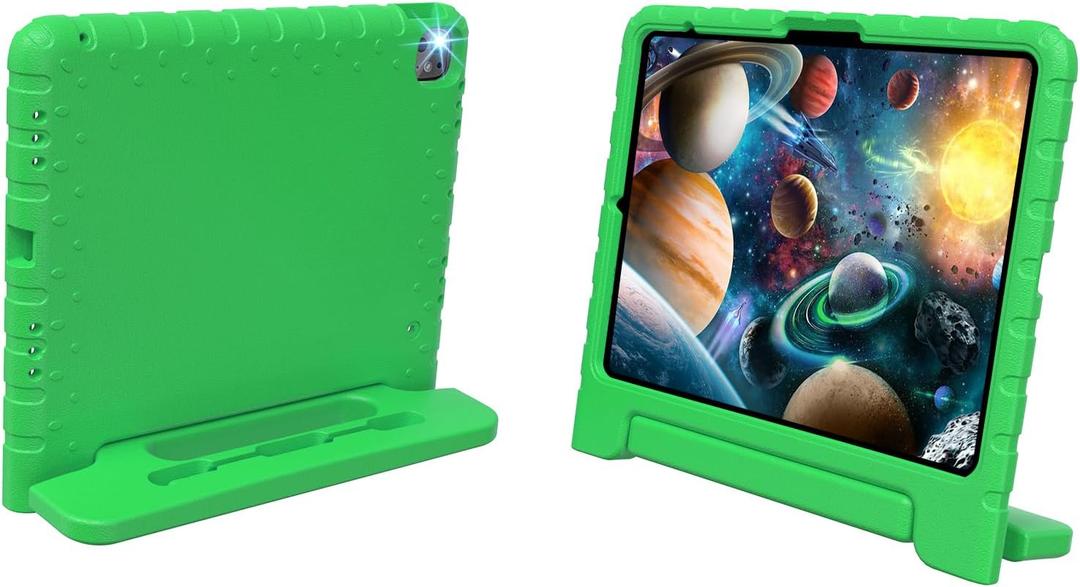 For Ipad Pro 13 Inch Case 2024, Shockproof Kids Ipad 13 Pro Case, Protective Cover For Ipad Pro 13 M4 With Pencil Holder, Anti-Slip Handle Stand, Green