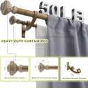 Wood Double Curtain Rod for Windows 36 to 72 Inches (3 to 6 ft), Adjustable Heavy Duty Double Drapery Rods, Farmhouse Collection Decorative Design with Porch Doorknob Finials,Weathered Oak