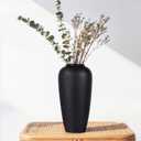 Tall Black Ceramic Vase for Flowers, 13 Large Matte Black Vase for Home Decor, Rustic Modern Pottery Vase for Pampas Grass, Entryway, Dining Table and Living Room Centerpieces