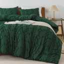 Andency California King Comforter Set Emerald Green, 3 Pieces Boho Tufted Geometric Shabby Chic Bedding, Soft Fluffy Farmhouse Bed Set, Dark Green Textured Comforter for All Season (104x96 Inch)