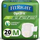 FitRight Adult Diapers, Extra+ Heavy Absorbency, M (Waist Size 32in-44in), 20 Count, OptiFit Incontinence Briefs for Men and Women, Disposable, Moisture-Wicking, Leak Protection,