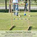 ApudArmis Ladder Toss Game Set, 35x26In Pine Wooden Golf Ladder Lawn Game with 6 Bolos Balls and Carrying Case - Outdoor Backyard Game for Teens Adults FamilyNew Version Sturdy Bolts