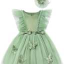 Baby Girl Dress Toddler Tulle Dress with Headwear for Birthday Pageant Wedding Flower 0-4T