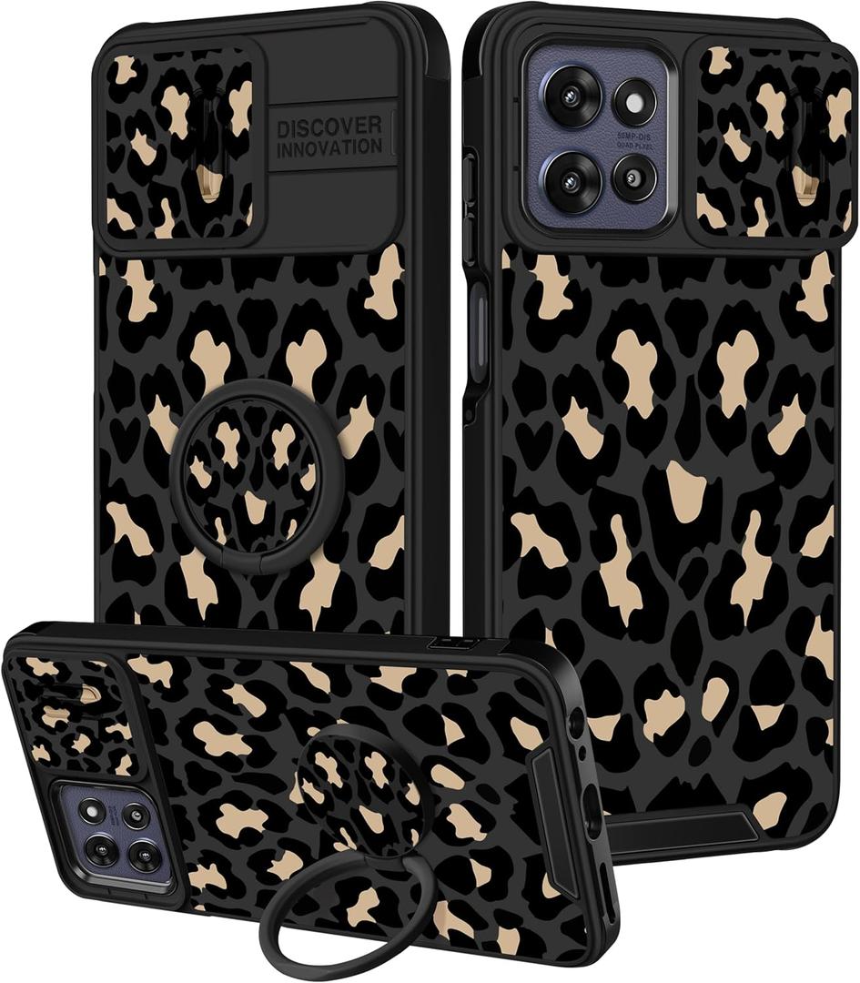 Goocrux for Moto G Power 2026,for Moto G Power 2025/Play 5G 2025 Case - Women Girls Phone Cover Slide Camera with Ring Stand Holder Case for Motorola G Power 2025/Paly 2025/G Power 2026,Leopard