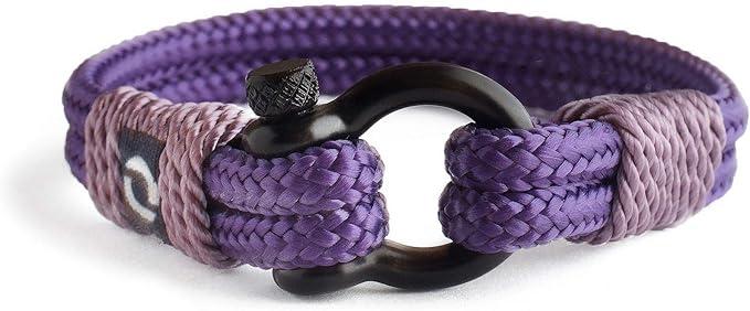 Mens Rope Bracelet - Stainless Steel Silver Shackle, Extremely Durable and Scratch Resistant Waterproof Paracord, Handmade, Nautical Wristband for Men, 9"