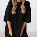 PRETTYGARDEN Women 2 Piece Lounge Set 2026 Summer Casual Oversized Shirts Biker Shorts Matching Airport Travel Outfit Clothes S