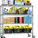 IZEUK 4-Tier Heavy Duty Metal Wire Shelving Unit, Adjustable Storage Rack Organizer for Garage, Kitchen, Office, Pantry, Warehouse (Chrome, 17.7" D x 47.2" W x 59.1" H)