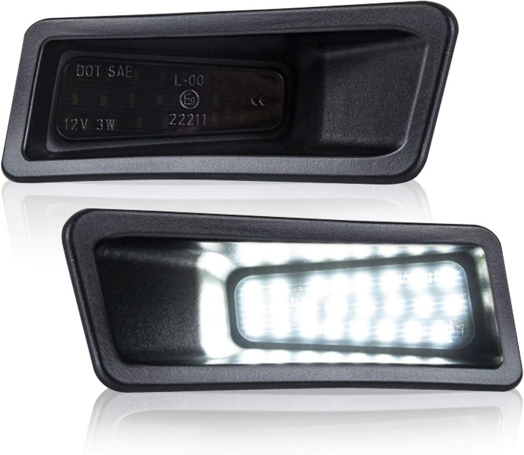 D-Lumina LED License Plate Light Tag Lamp Assembly Smoke Lens Compatible with 2019 2020 2021 2022 2023 Dodge Ram 1500, 6000K White Tag Lights, Pack of 2