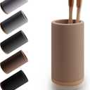 Matani Bamboo Toothbrush Holder Diatomite Tooth Brush Organizer - Storage Stand for Small Bathroom & Counter - Removable Base & Drain Holes, Water-Absorbent & Quick-Drying (Brown)