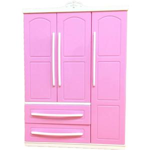 TY-LOPIU Three-Door Pink Modern Wardrobe Play Set, for Barbi Furniture Can Put Shoes for Your Child Have Fun