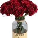 Red Carnations Artificial Flowers 15pcs Real Touch Carnation Flowers Silk Flowers with Stems for Wedding Bouquets for Bridal Home Table Centerpieces Floral Arrangements (Red)