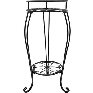 CASIMR 2 Tier Plant Stand, 26.8 inch Tall Metal Potted Holder Rack,Indoor Outdoor Multiple Flower Pot Shelf Rustproof Iron Garden Container for Garden Patio Living Room Corner Balcony, Black