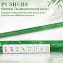 4 Pcs 18.7" Acrylic Mahjong Rack with Pusher, Emerald Green, Clear