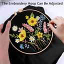 Nuberlic Canvas Tote Bag Embroidery Kit for Beginners Adults -DIY Needlepoint Kit with Floral Pattern Bag Reusable Eco-Friendly Shopping Bag