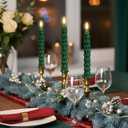 YAUNGEL 6 Pcs Christmas Tree Candles with Metal Candle Holder, Real Wax Christmas Tree Candles with Remote Timer, Flameless Tree Candlesticks Battery Operated Flickering Flame for New Year Xmas Decor