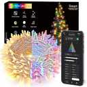 BrizLabs Smart Christmas Lights, 115FT 300 LED Fairy String Lights with App/Voice Control, Warm White & Multicolor Color Changing Christmas Tree Light Dimmable Xmas Light for Outdoor Indoor Xmas Decor