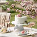 12-Inch Porcelain Cake Stand for Wedding, Round Dessert Stand with Cake Spatula, White Rabbit Cupcake Stand for Wedding,Party