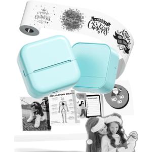 M02L Mini Printer Sticker Maker - Inkless Printer with 1 Roll Non-Adhesive Paper, Sticker Printer Machine for IOS + Android, Bluetooth Thermal Printer for Organizing Office Documents Printing