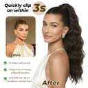 Ponytail Extensions 18 Inch Synthetic Claw Clip in Ponytail Extension Long Wavy Curly Hairpiece Fluffy Natural Looking for Women Daily Use (Blonde to Light Blonde)