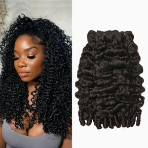 ASHINE Burmese Curly Bundles Human Hair Unprocessed Raw Burmese Curly Water Wave Human Hair 3 Bundles Natural Black 16 18 20 inch