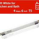 6'' F4T5/CW Under Cabinet Bulb,T5 4W Cool White Linear Fluorescent Tube,Replacement Bulb for GE,Eiko 15501, Sylvania 20416,Sunlite 05040, Rayovac,Coleman Lantern,G5 Bi-Pin Base,4100K (4PACK)