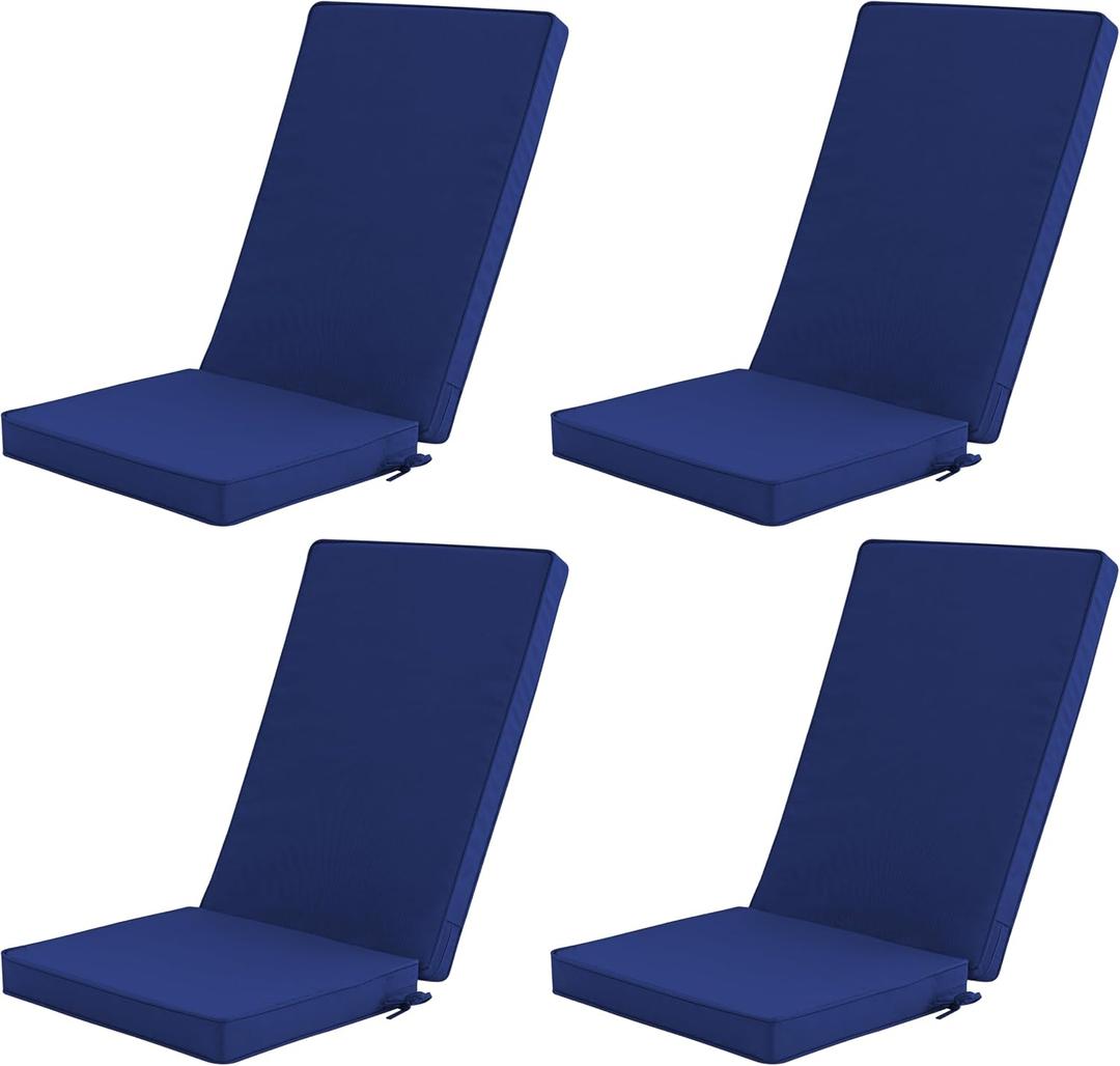 Outdoor Adirondack Chair Cushions Set of 3 - Removable Covers, Water-Repellent, Fade-Resistant, Non-Slip Bottom & Securing Straps, Universal Fit for Most Adirondack & Rocking Chairs - Navy