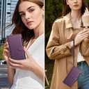 Wallet Case for Google Pixel 10a (2026), with 1 Long Shoulder Strap, 1 Short Wrist Strap, 9 Card Slots, 1 Cash Pocket, Wireless Charging, Magnetic Closure, Kickstand (Purple)