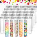 50 Pack 65ML Plastic Test Tubes with Screw Caps Plastic Candy Tubes Clear Bath Salt Tubes Gumball Tubes Container Vials for Candy Bath Salts Spices Party Favors