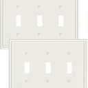 2-Pack Triple Toggle Light Switch Cover Plate, Durable Solid Zinc Alloy Decorative Switch Plate Covers, Light Almond 3 Gang Wall Plate, Corrosion Resistant