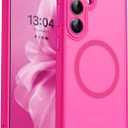 CANSHN Designed for Samsung Galaxy S25 Case (2025) [Full Camera Protection] [Compatible with Magsafe] Translucent Matte Back Protective Phone Cover, Hot Pink