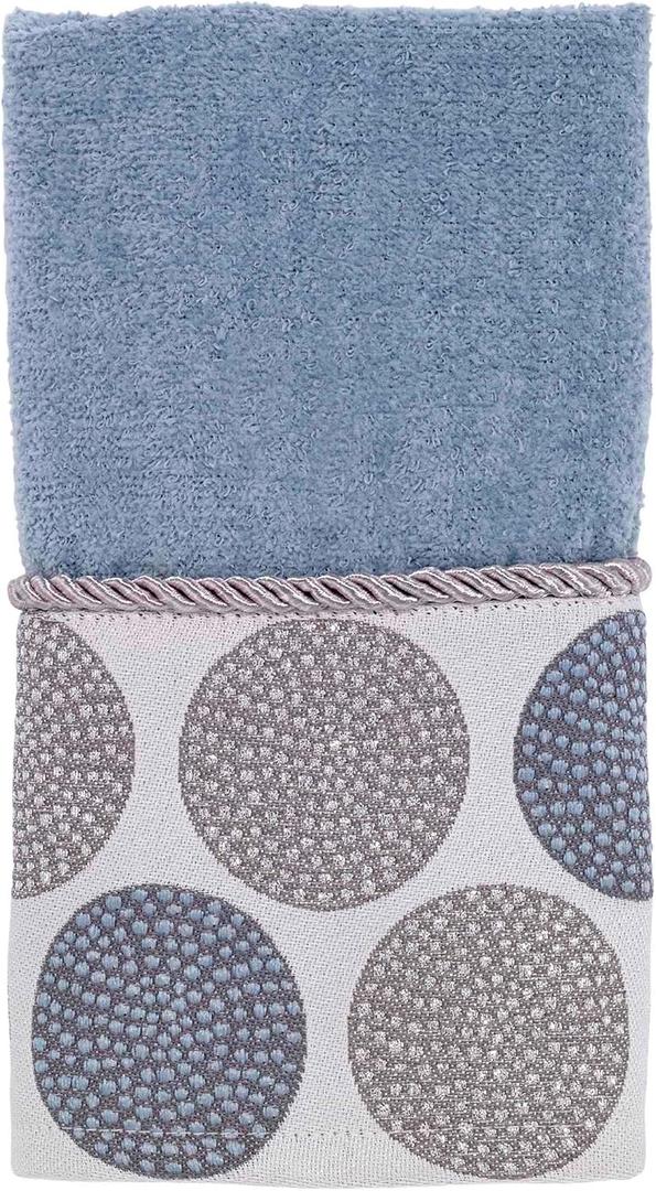 Avanti Linens - Fingertip Towel, Soft & Absorbent Cotton Towel (Dotted Circles Collection, Mineral)