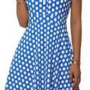 TORARY Button Down Shirt Dress Sleeveless Collar Neck Summer Work Dress with Pockets Midi Flowy Aline Sundresses, (Blue/White, Small)