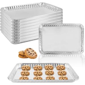 24 Pack 16 x 11 inch Aluminum Disposable Cookie Sheets for Baking and Roasting Disposable Aluminum Foil Grilling Pans for Brownie Tins,Cooking Thin, Cakes