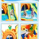 Dinosaur Inflatable Water Slide Park - 7 in 1 Bounce House with Slide, Jump Area, Splash Pool, Climbing Wall & Basketball Hoop | 480W Blower Included | Indoor/Outdoor Backyard Play for Kids 3-10