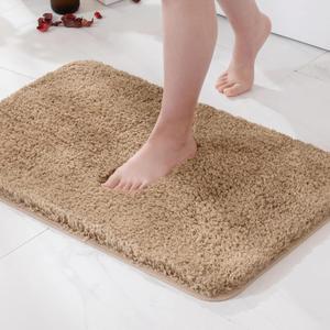 MIULEE Non Slip Bathroom Rugs Bath Mats Absorbent Thick Soft Microfiber Bathroom Mat Machine Washable Bath Rug Plush Carpet for Tub Shower (Light Brown, 20x30 Inches)