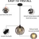 Kitchen Island Pendant Light Modern Globe Hand Blown Glass Ceiling Hanging Lights fixtures for Living Dining Room Bedroom, 9.8 Inches Diameter, 49.9 Inches Height