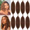 16 Inch Soft Springy Afro Twist Braiding Hair 8 Packs Pre-Separated Spring Twsit For Faux Locs Honey Brown Marley Twist Afro Crochet Braids Synthetic Hair Extension For Women (8 Strands/Pack，30#)
