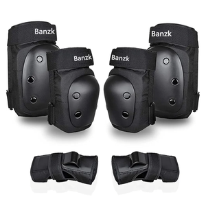 Adult/Child Knee Pads Elbow Pads Wrist Guards 3 in 1 Protective Gear Set for Skateboarding Inline Roller Biking Roller Skating Cycling Outdoor Sports Black XL