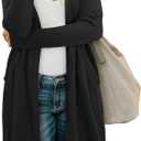 OUGES Women's Open Front Cardigan Shirt with Pockets Long Sleeve Lightweight Coat L