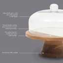 Gibson Elite Ridgehaven 10" Marble & Wood Cake Stand, Serving Platter, Charcuterie Board, and Center Piece Home Dcor With Glass Lid