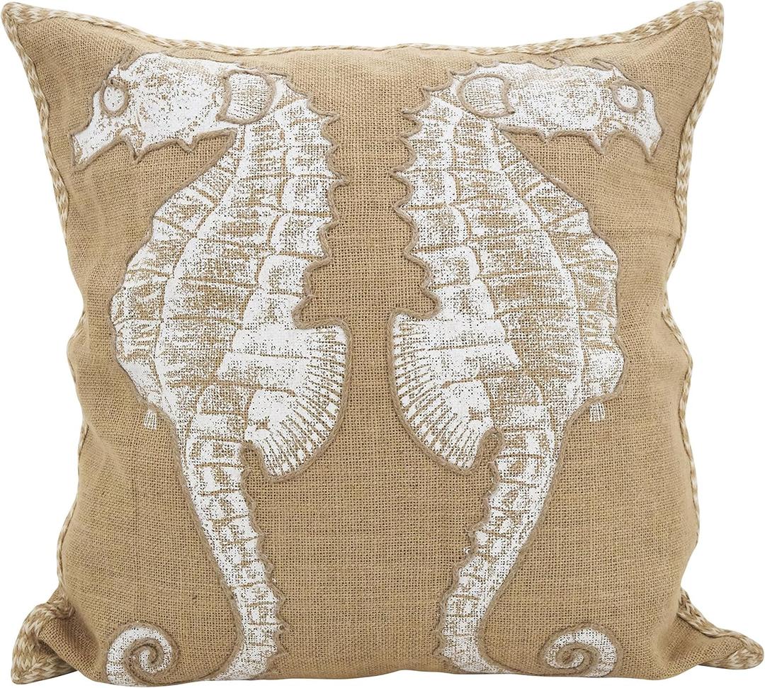 SARO LIFESTYLE Neptunian Collection Seahorse Throw Pillow, 20" (5442)