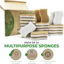 AIRNEX Natural Kitchen Sponges (24 Pack) - Biodegradable Cellulose & Coconut Scrubber Dish Sponges for Kitchen - Eco-Friendly, Non Scratch, Compostable, Non Toxic S-Shaped Natural Sponges for Dishes